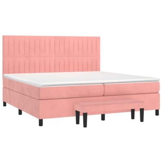vidaXL Vidaxl - Cama Box Spring Con Colch&oacute;n Terciopelo Rosa 200x200 Cm