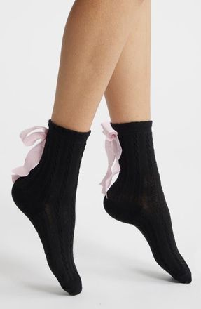 High Heel Jungle Mel Bow Crew Socks in Black at Nordstrom