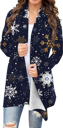 Generic Womens Christmas Jumpers Tops 2025 Christmas Cardigan for Women Long Lightweight Cardigan Sweater Long Sleeve Cardigans Winter Open Front Outfits Knit