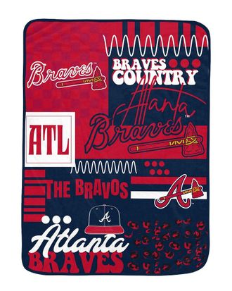 Pegasus Sports Atlanta Braves Mlb Loco Check Cozy Oversized Blanket