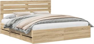vidaXL Estructura De Cama Roble Sonoma 200 X 200 Cm Madera Ingenieril Vidaxl