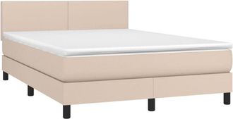 vidaXL Vidaxl - Cama Box Spring Con Colch&oacute;n Cuero Sint&eacute;tico Capuchino 140x190cm
