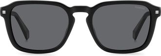 Polaroid 53mm Polarized Rectangular Sunglasses in Black/Gray Polarized at Nordstrom