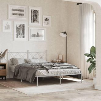 vidaXL Vidaxl - Estructura Cama Sin Colch&oacute;n Con Cabecero Metal Blanco 135x190cm