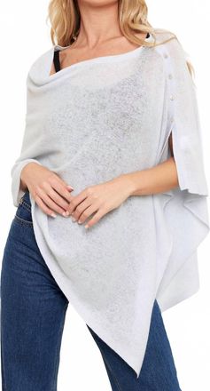 Brodie Button Up Cashmere Shawl Top In Pearl Blue