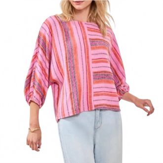 Tribal Dolman Stripe Blouse In Pink