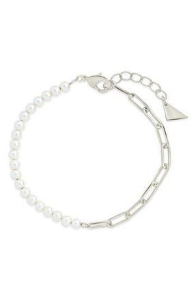 Sterling Forever River Pearl & Paper Clip Chain Bracelet in Silver at Nordstrom Rack