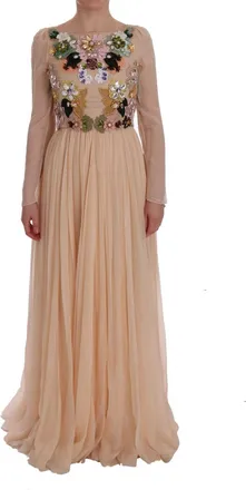 Dolce & Gabbana Bloemrijke Versierde Gown Lange Mouw Maxi Jurk