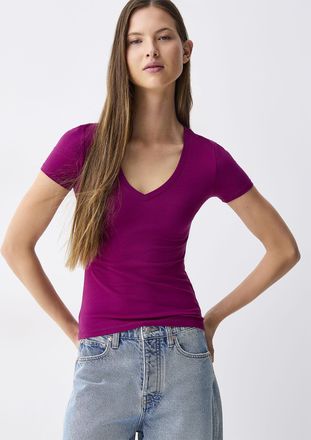 Twik Womens Organic cotton V-neck t-shirt Super slim fit