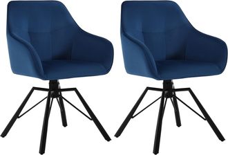 Woltu 2x Sillas De Comedor Giratorias 360&deg;, Sill&oacute;n De Terciopelo, Azul - Woltu