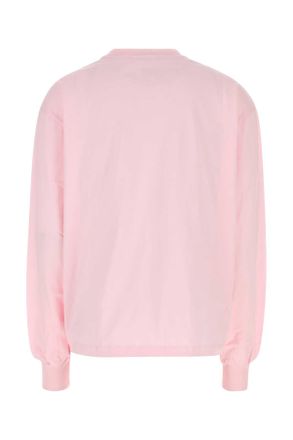 Ganni Womens Pink Cotton T-Shirt Chalk Organic T-shirts And Polos