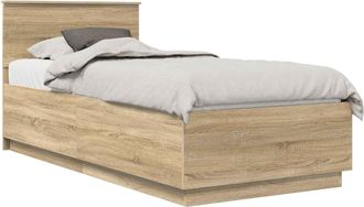 vidaXL Estructura De Cama Con Cabecera Roble Sonoma 90 X 190 Cm Vidaxl