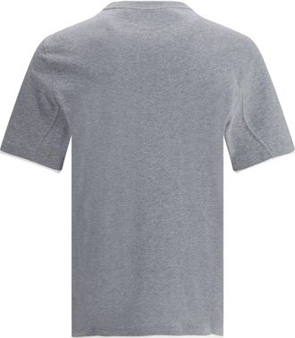 Brunello Cucinelli Mens Two-Tone Double-Layer Cotton T-Shirt Medium Gray + Off-White T-Shirts And Polos