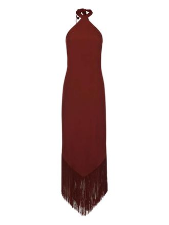 Taller Marmo halter-neck fringe dress - women - Acetate/Viscose - 44 - Red