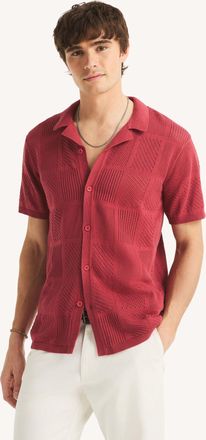 Nautica Mens Stitched Button-Front Sweater Polo