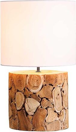 Global Interiors Handgefertigte, grosse Tischlampe Pure Nature aus recyceltem Akazienholz