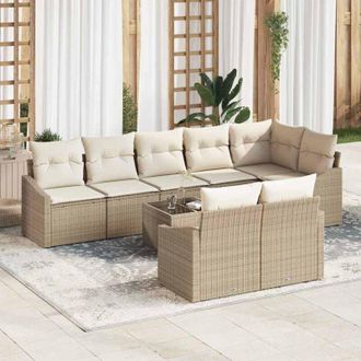 vidaXL Vidaxl - Conjunto De Comedor De Jard&iacute;n Con Coj&iacute;n 9 Pcs Beige, Crema