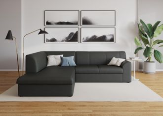 Domo Collection Ecksofa »Topper zeitlos elegant, kompakte Stellmasse, OTTOs Choice, L-Form« mit Ottomane, wahlweise mit Schlaffunktion