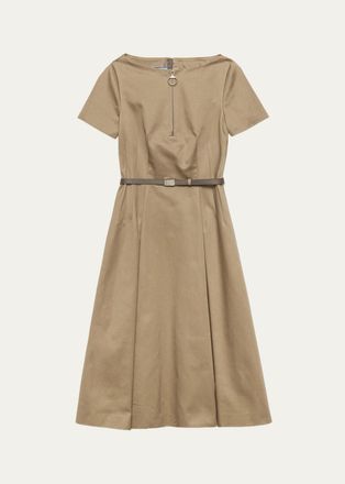 Prada Belted Cotton Knee-Length Dress