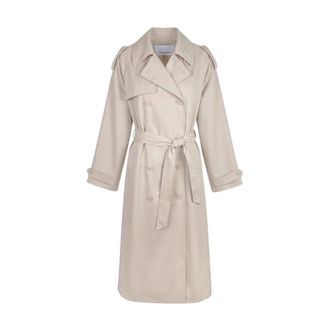 Frankie Shop Trench Coats, female, Beige, Size: L Veyron Fluid Twill Trench Coat