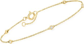 RS Pure by Ross-Simons Diamond Station Bracelet in 14kt Yellow Gold