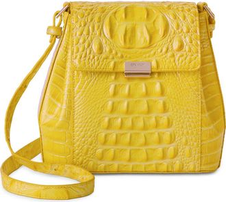 Brahmin Margo Croc Embossed Leather Crossbody Bag in Vivid Yellow at Nordstrom