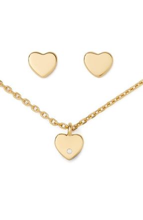 Kate Spade New York mini heart pendant necklace & stud gift set in Gold. at Nordstrom