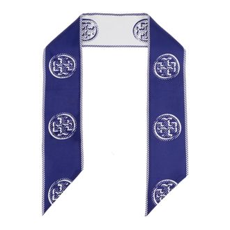 Tory Burch Tory Burch, Silky Scarves, female, Blue, Size: ONE SIZE T Monogram Ribbon Tie