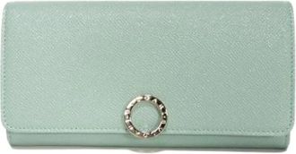 Bulgari Pre-owned Clip Large Wallet Grain Calf Leather Long Wallet - Dames - Vintage Accessoires - Groen - ONE Size - Leer - Vintage