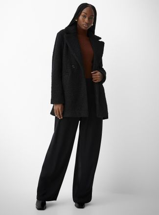 Icone Womens Double-breasted boucl&eacute; overcoat
