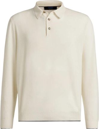 Kiton Wollen Polo Shirt met Lange Mouwen - Heren - Ronde hals truien - Beige - M - Wol - Truien & Vesten