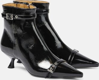 Ganni Eyelets faux leather ankle boots