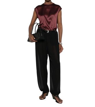 Brunello Cucinelli Maroon Round Neck Top