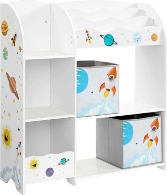 Songmics Songmics - Scaffale per bambini con porta-libri e 2 contenitori di stoccaggio