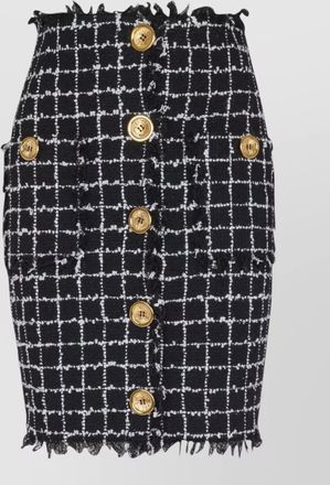 Balmain tweed midi skirt high waist buttons