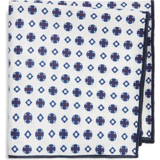 Clifton Wilson Diamond Cotton Pocket Square in White at Nordstrom