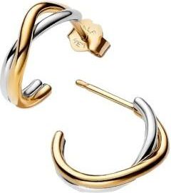 Pandora Ladies Organically Shaped Two-tone Open Hoop Earrings