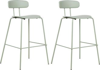 Beliani Beliani - Conjunto De 2 Sillas De Bar Taburetes Altos De Pl&aacute;stico Patas De Metal Verde Claro Sibley