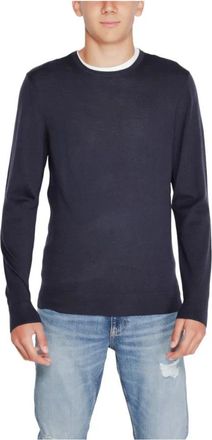 Calvin Klein Merino wollen trui - Heren - Ronde hals truien - Blauw - S - Wol - Truien & Vesten