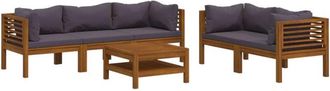 vidaXL Muebles De Jard&iacute;n 6 Pzas Cojines Madera Maciza De Acacia Vidaxl