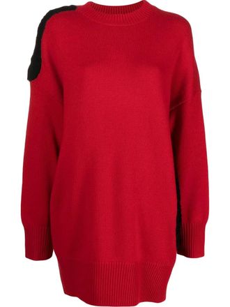 Krizia cut-out detail virgin wool-cashmere jumper - Red