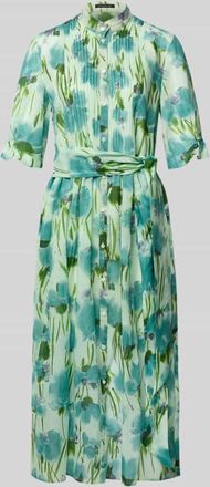 Luisa Cerano Luisa Cerano Midikleid mit Stehkragen und Falten aus Lyocell-Ramie-Mix in Hellgruen, Gr&ouml;&szlig;e 38