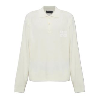 Dsquared2 Polo in Lana a Maniche Lunghe - - Knitwear - Uomo - Beige - 2XL