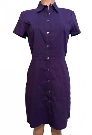 Theory Short Sleeve Button-Down Dress In Amethyst