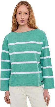 L.L.Bean Peaks Island Relaxed Boatneck Womens Sweatshirt Glacial Teal/White : 2XL, Cotton
