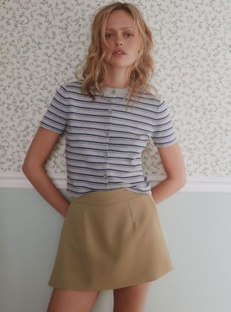 Twik Womens Striped short-sleeve Cardigan Sweater