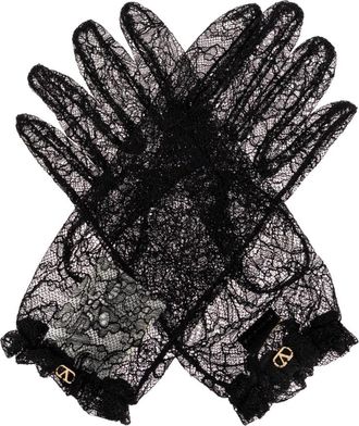 Valentino Garavani Lace VLogo Signature Handschoenen - Dames - Handschoenen - Zwart - 7 IN - Accessoires