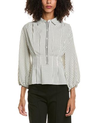 Max Studio 3/4-Sleeve Pleat Front Blouse