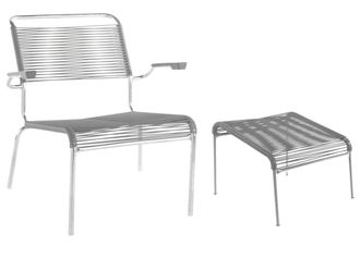 Schubiger M&ouml;bel Spaghetti-Lounger + Hocker S&auml;ntis mit Armlehnen