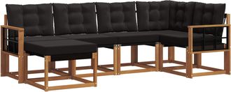 vidaXL Conjunto De Sof&aacute;s De Exterior 6 Uds. Natural Y Negro Vidaxl